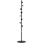 Homcom Coat Rack Free Standing Hall Tree With 8 Round Disc Hooks For Clothes, Hats,purses, Steel Entryway Coat Stand With Marble Base, Black