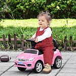 Homcom Ride On Sliding Car Baby Toddler Foot To Floor Slider Stroller W/ Horn Music Working Lights Hidden Storage Big Steering Wheel Pink