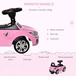 Homcom Ride On Sliding Car Baby Toddler Foot To Floor Slider Stroller W/ Horn Music Working Lights Hidden Storage Big Steering Wheel Pink