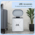 Homcom 20 Litre Pedal Bin, Fingerprint Proof Kitchen Bin With Soft-close Lid, Metal Rubbish Bin With Foot Pedal And Removable Inner Bucket, Grey
