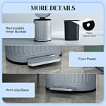 Homcom 20 Litre Pedal Bin, Fingerprint Proof Kitchen Bin With Soft-close Lid, Metal Rubbish Bin With Foot Pedal And Removable Inner Bucket, Grey
