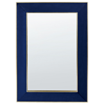 Wall Mirror Blue Velvet 50 X 70 Cm With Hooks Hanging Decorative Frame Glamour Wall Décor Beliani