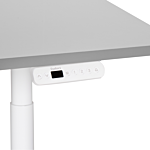 Electrically Adjustable Desk Grey Tabletop White Steel Frame 180 X 72 Cm Sit And Stand Round Feet Modern Design Beliani