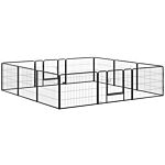 Pawhut Heavy Duty Pet Playpen, 12 Panels Puppy Play Pen, Foldable Steel Dog Exercise Fence, With 2 Doors Locking Latch, 80 X 60 Cm