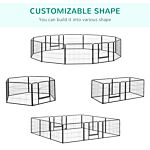 Pawhut Heavy Duty Pet Playpen, 12 Panels Puppy Play Pen, Foldable Steel Dog Exercise Fence, With 2 Doors Locking Latch, 80 X 60 Cm