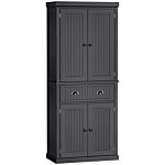 Homcom Traditional Kitchen Cupboard Freestanding Storage Cabinet With Drawer, Doors And Adjustable Shelves, Black