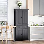 Homcom Traditional Kitchen Cupboard Freestanding Storage Cabinet With Drawer, Doors And Adjustable Shelves, Black
