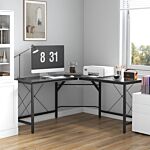 Homcom Corner Gaming Desk L-shape Computer Pc Workstation Home Office Three Worktop Writing Table 76x150cm Black