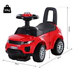 Homcom 3-in-1 Ride On Car Foot To Floor Slider Toddler W/ Horn Steering Wheel No Power Manual Under Seat Storage Safe Design Red