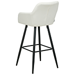 Set Of 2 Bar Stool Off-white Fabric Upholstered With Arms Backrest Black Metal Legs Beliani