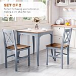 Homcom Dining Chairs Set Of 2, Pine Wood Kitchen Chairs With Cross Back, Solid Structure For Living Room And Dining Room, Grey