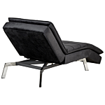 Chaise Lounge Black Velvet Tufted Adjustable Back And Legs Modern Glam Beliani