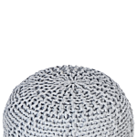 Pouf Ottoman Grey 50 X 35 Cm Knitted Cotton Eps Beads Filling Round Small Footstool Beliani