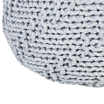 Pouf Ottoman Grey 50 X 35 Cm Knitted Cotton Eps Beads Filling Round Small Footstool Beliani