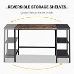 Homcom Computer Desk, Home Office Desk For Study, Writing With 2 Storage Shelves On Left Or Right, Steel Frame, 120x60x76cm