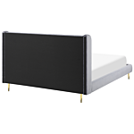 Slatted Bed Frame Grey Velvet Upholstery Eu Super King Size 6ft Tufted Headboard Modern Design Beliani