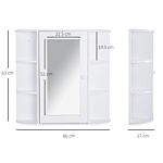 Homcom Bathroom Mirror Cabinet, Wall Mounted Storage Cupboard With Mirror Single Door Storage Organizer 2-tier Inner Shelves, White