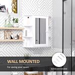 Homcom Bathroom Mirror Cabinet, Wall Mounted Storage Cupboard With Mirror Single Door Storage Organizer 2-tier Inner Shelves, White