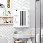 Homcom Bathroom Mirror Cabinet, Wall Mounted Storage Cupboard With Mirror Single Door Storage Organizer 2-tier Inner Shelves, White