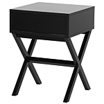 Bedside Table Black Rectangular Top Storage Drawer Wooden Legs Scandinavian Beliani