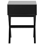 Bedside Table Black Rectangular Top Storage Drawer Wooden Legs Scandinavian Beliani