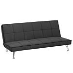 Sofa Bed Grey 3-seater Quilted Upholstery Click Clack Metal Legs Beliani