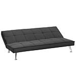 Sofa Bed Grey 3-seater Quilted Upholstery Click Clack Metal Legs Beliani