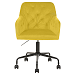 Office Swivel Chair Yellow Velvet Height Adjustable Full Swivel Button Tufted Backrest Beliani
