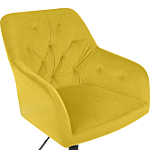 Office Swivel Chair Yellow Velvet Height Adjustable Full Swivel Button Tufted Backrest Beliani