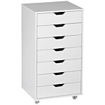 Vinsetto Vertical Filing Cabinet, 7-drawer File Cabinet, Mobile Office Cabinet On Wheels For Study, Home Office, White