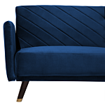 Sofa Bed Navy Blue Velvet Fabric Modern Living Room 3 Seater Wooden Legs Track Arm Beliani