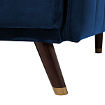 Sofa Bed Navy Blue Velvet Fabric Modern Living Room 3 Seater Wooden Legs Track Arm Beliani