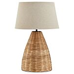 Conicle Wicker Table Lamp With Linen Shade