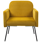 Armchair Yellow Velvet Slender Black Metal Legs Modern Retro Living Room Beliani