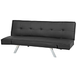 3 Seater Sofa Bed Black Upholstered Faux Leather Polyester Fabric Armless Modern Beliani