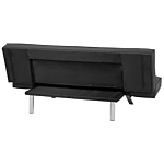 3 Seater Sofa Bed Black Upholstered Faux Leather Polyester Fabric Armless Modern Beliani