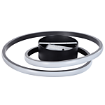 Ceiling Lamp Black Aluminium Iron Integrated Led Lights Round Shape Rings Decorative Modern Glamour Lighting Beliani