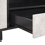 Tv Stand Concrete Effect And Black Metal Legs For Up To 75ʺ With 1 Drawer And 2 Cabinets Industrial Style Beliani