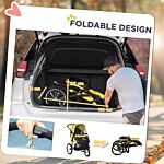 Pawhut Pet Stroller Jogger For Medium, Small Dogs, Foldable Cat Pram Dog Pushchair W/ Adjustable Canopy, 3 Big Wheels - Yellow