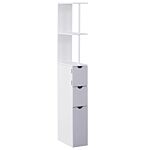 Homcom Slimline Bathroom Storage Free-standing Bathroom Cabinet Unit Tall Shelf Toilet Tissue Cupboard W/drawers - Grey And White