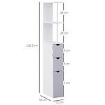 Homcom Slimline Bathroom Storage Free-standing Bathroom Cabinet Unit Tall Shelf Toilet Tissue Cupboard W/drawers - Grey And White