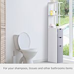 Homcom Slimline Bathroom Storage Free-standing Bathroom Cabinet Unit Tall Shelf Toilet Tissue Cupboard W/drawers - Grey And White