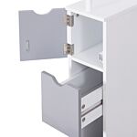 Homcom Slimline Bathroom Storage Free-standing Bathroom Cabinet Unit Tall Shelf Toilet Tissue Cupboard W/drawers - Grey And White