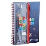 Ring Bound Notepad & Pencil Case 6 Piece Stationery Set - Game Over