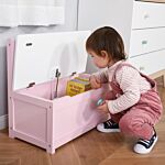 Homcom 2-in-1 Wooden Toy Box Kids Seat Bench Storage Chest Cabinet Organizer With Safety Pneumatic Rod 60 X 30 X 50cm Pink