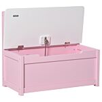 Homcom 2-in-1 Wooden Toy Box Kids Seat Bench Storage Chest Cabinet Organizer With Safety Pneumatic Rod 60 X 30 X 50cm Pink