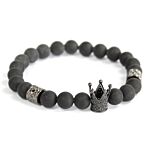 Crystal Crown / Black Agate - Gemstone Bracelet