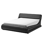 Platform Bed Frame Black Faux Leather Upholstered Ottoman Storage 5ft3 Eu King Size Sleigh Design Beliani