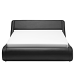 Platform Bed Frame Black Faux Leather Upholstered Ottoman Storage 5ft3 Eu King Size Sleigh Design Beliani