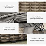 Outsunny Rattan Garden Furniture Cushioned Wicker Round Sofa Bed With Coffee Table Patio Conversation Furniture Set - Grey